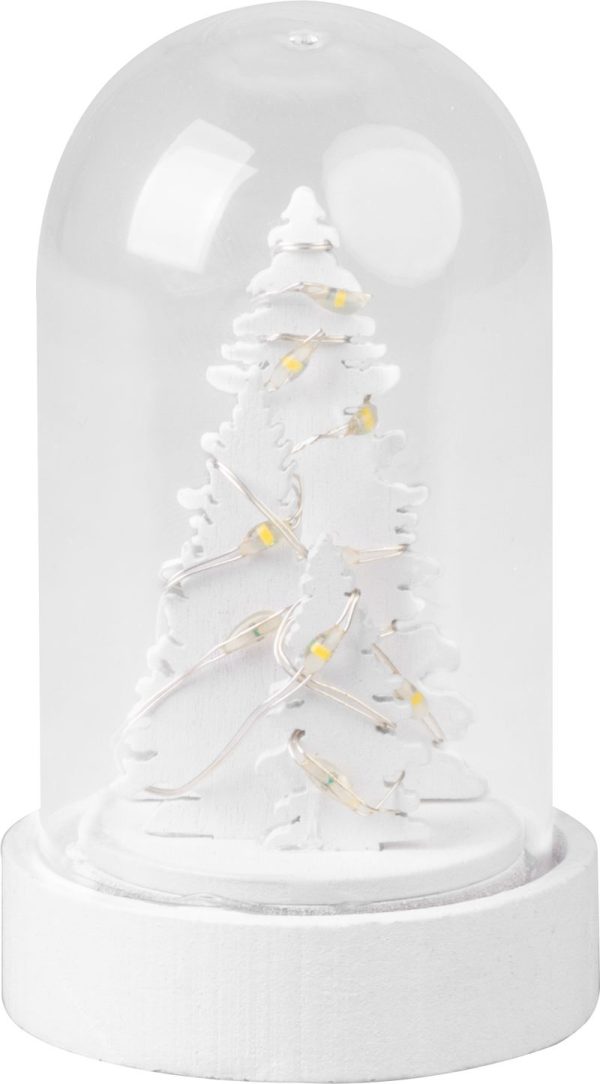 Dekorácia MagicHome Vianoce, biely stromček v kupole, LED, teplá biela, interiér, 5,5x9 cm – Obrázok 3