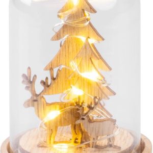 Dekorácia MagicHome Vianoce, stromček v kupole, LED, teplá biela, interiér, 5,5x9 cm