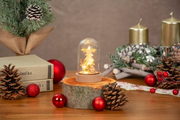 Dekorácia MagicHome Vianoce, stromček v kupole, LED, teplá biela, interiér, 5,5x9 cm – Obrázok 2