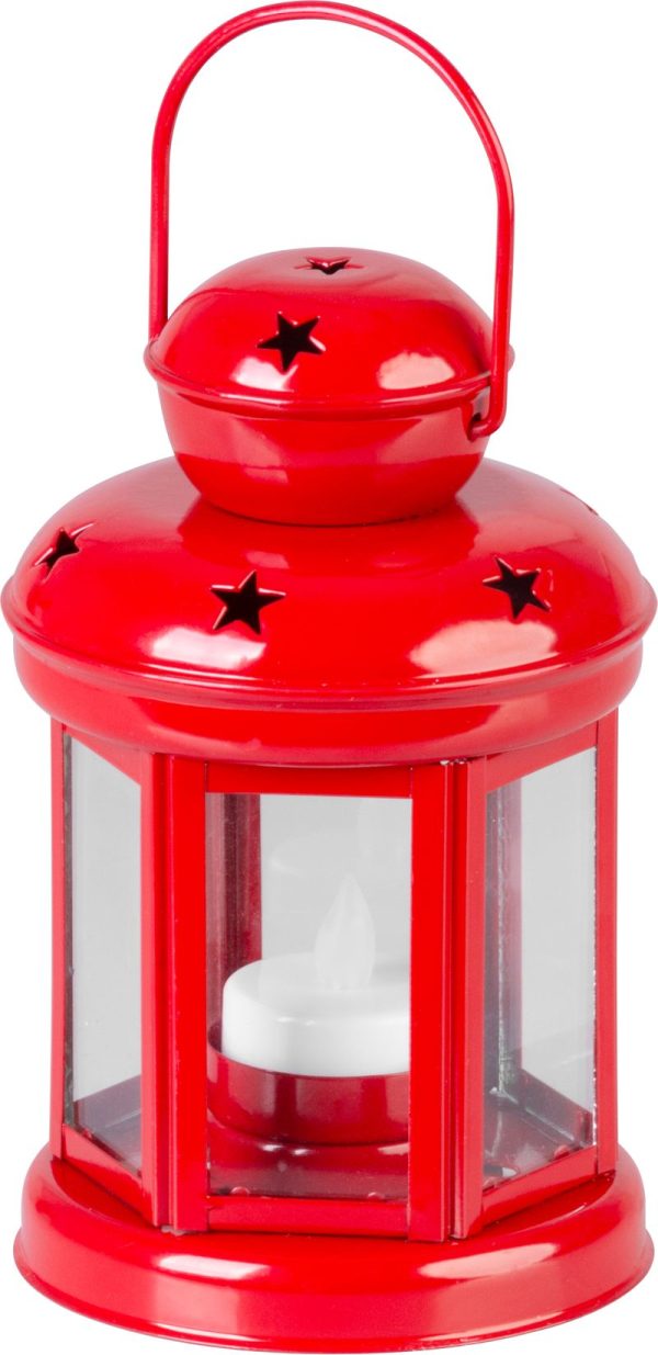 Lampáš MagicHome Vianoce, červený, s LED sviečkou teplá biela, 10x15/20 cm – Obrázok 3