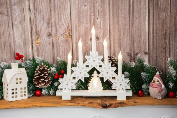 Svietnik MagicHome Vianoce, 6x LED teplá biela, 2xAA, interiér, 32x5x30,5 cm – Obrázok 2
