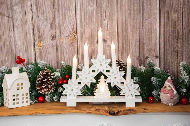 Svietnik MagicHome Vianoce, 6x LED teplá biela, 2xAA, interiér, 32x5x30,5 cm – Obrázok 2
