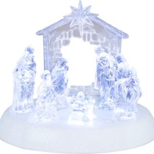 Dekorácia MagicHome Vianoce, betlehem, 7x LED, 3xAAA, akryl, 19,5x14x17,5 cm