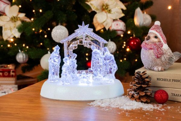 Dekorácia MagicHome Vianoce, betlehem, 7x LED, 3xAAA, akryl, 19,5x14x17,5 cm – Obrázok 2