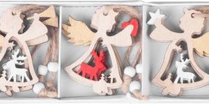 Ozdoba MagicHome Vianoce, anjel, závesná, bal. 9 ks, 5,5x7,5 cm