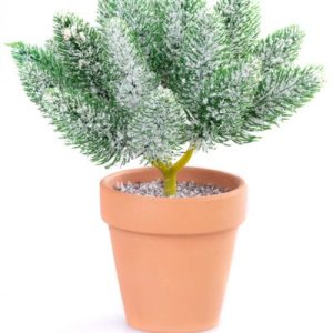 Dekorácia MagicHome Vianoce, vetvičky v črepníku, zasnežená, 20 cm