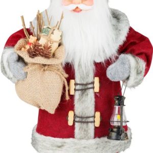 Dekorácia MagicHome Vianoce, Santa s lampášom, červený, 46 cm