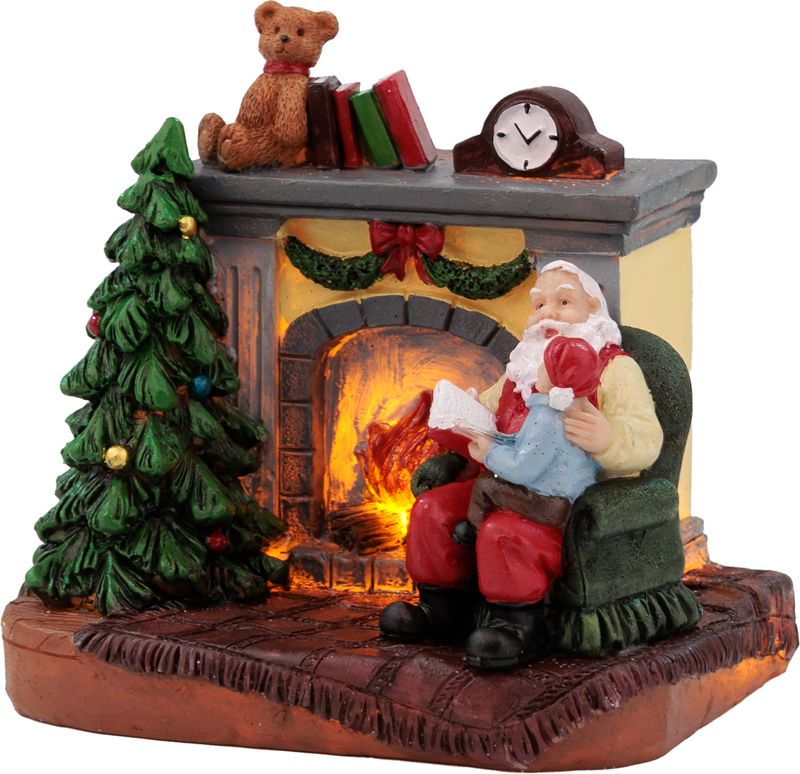 Dekorácia MagicHome Vianoce, Santa s dieťaťom pri krbe, LED, interiér, 10,5x8x9 cm, Sellbox 12 ks – Obrázok 4