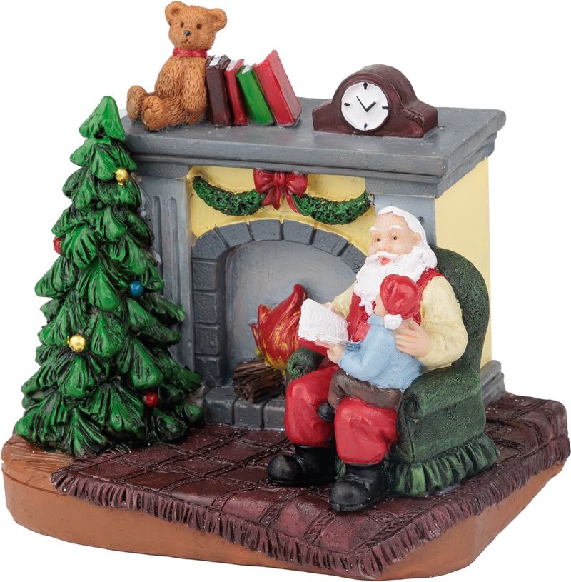 Dekorácia MagicHome Vianoce, Santa s dieťaťom pri krbe, LED, interiér, 10,5x8x9 cm, Sellbox 12 ks – Obrázok 3