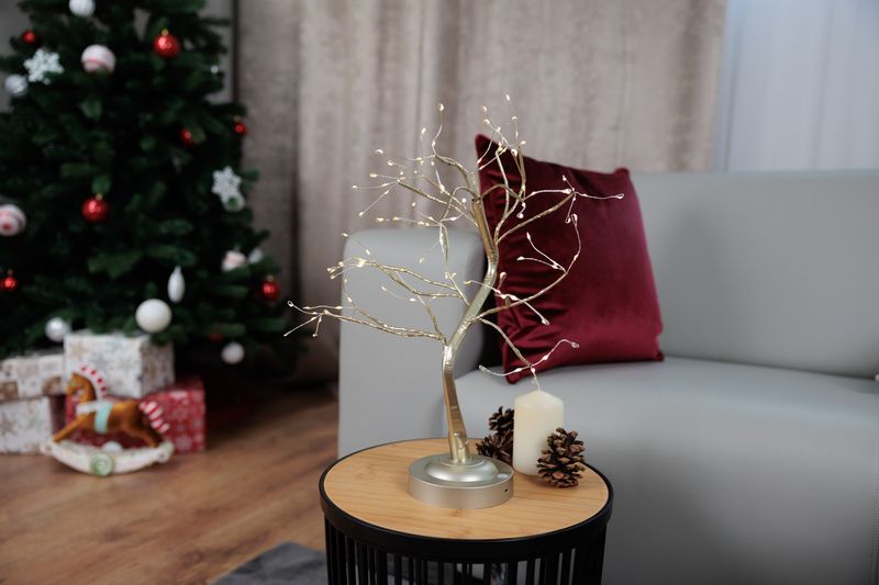 Dekorácia MagicHome Vianoce, stromček, 108 LED teplá biela, 3xAA, USB, jednoduché svietenie, 45 cm – Obrázok 3