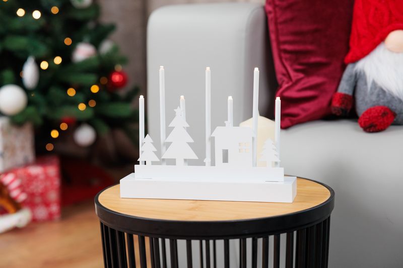 Svietnik MagicHome Vianoce, 8 LED teplá biela, 2xAA, MDF, interiér, 24x5,5x18 cm – Obrázok 3