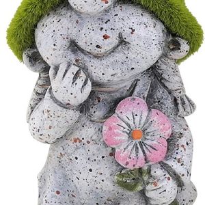 Dekorácia MagicHome, Dievčatko so zeleným klobúkom, keramika, 9,5x6,5x17,8 cm