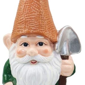 Dekorácia MagicHome, Trpaslík s oranžovým klobúkom, keramika, 12,5x8,5x28 cm