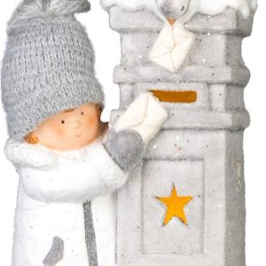 Dekorácia MagicHome Vianoce, Chlapček s poštovou schránkou, LED, 14.5x22.5x39 cm