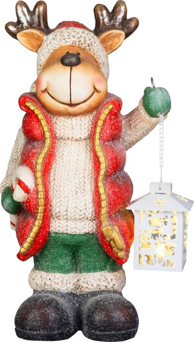 Dekorácia MagicHome Vianoce, vianočný sob s lampášom, LED, 17x22x43 cm