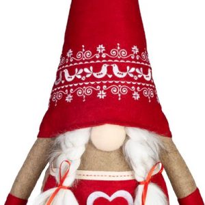 Dekorácia MagicHome Vianoce, Trpaslík, Dievča s vyťahovacími nohami, 13x21x90 cm