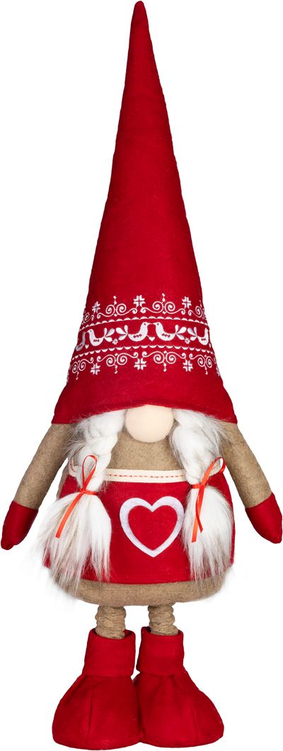 Dekorácia MagicHome Vianoce, Trpaslík, Dievča s vyťahovacími nohami, 13x21x90 cm