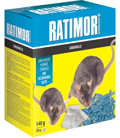 Návnada RATIMOR® Brodifacoum pellets, 140 g, na myši a potkany, granule