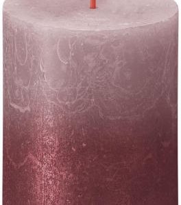 Sviečka Bolsius Rustic, valcová, Vianoce, Sunset Ash Rose+ Red, 80/68 mm