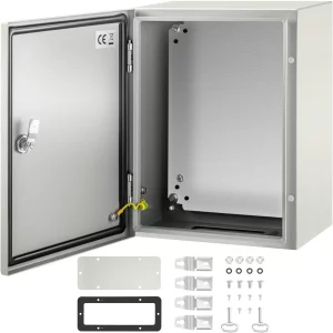 Priemyselná skrinka  NEMA, oceľová elektrická krabica NEMA 4X s rozmermi 40 x 30 x 20 cm, krytie IP66, vodeodolná a prachotesná, vonkajšia/vnútorná elektrická rozvodná krabica s montážnou doskou