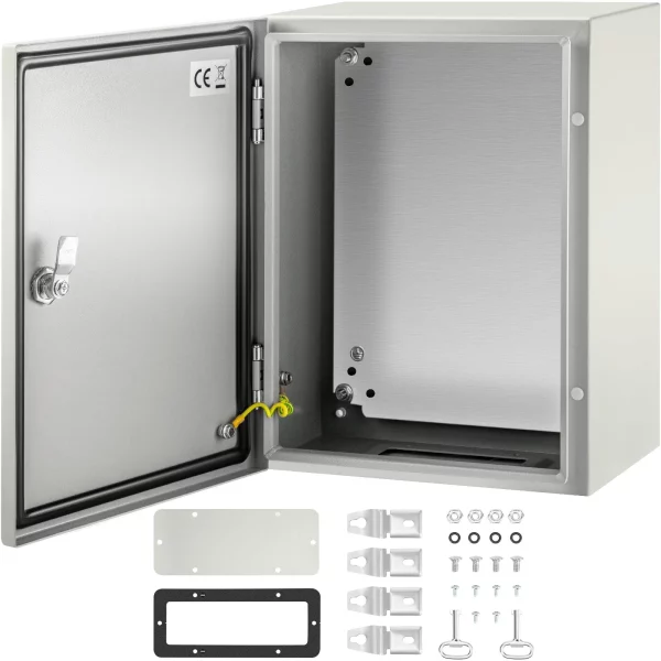 Priemyselná skrinka  NEMA, oceľová elektrická krabica NEMA 4X s rozmermi 40 x 30 x 20 cm, krytie IP66, vodeodolná a prachotesná, vonkajšia/vnútorná elektrická rozvodná krabica s montážnou doskou