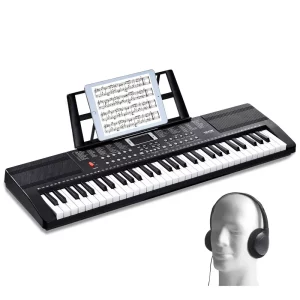 Digitálne piano  s 61 klávesmi, 200 tónov, 200 rytmov, prenosná sada elektrických klávesov s 60 demo skladbami, vstavané duálne reproduktory, slúchadlá, mikrofón, nálepky na klavír pre začiatočníkov.