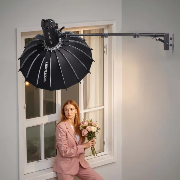Nástenný držiak  Trojuholníkové rameno, 50-110 cm, otočné o 180°, odolný nástenný držiak, podpora statívu, pre štúdiové video svetlo, mono svetlo, fotografiu, softbox, reflektor – Obrázok 3