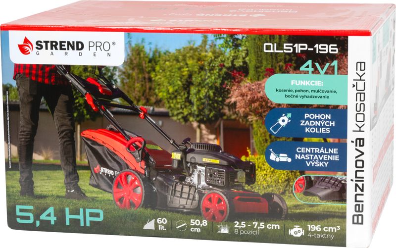 Kosačka Strend Pro QL51PD-196, benzínová, 4,0 kW, záber 51 cm, s pojazdom, LONCIN, s elektrickým štartom – Obrázok 2
