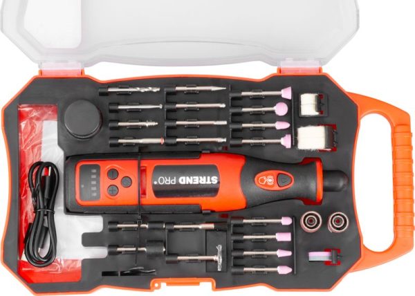 Brúska Strend Pro, mini, priama, vŕtanie a brúsenie, 8 V, 1500 mAh, s príslušenstvom – Obrázok 2