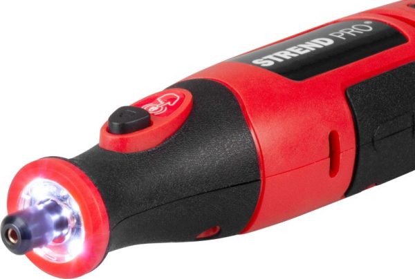 Brúska Strend Pro, mini, priama, vŕtanie a brúsenie, 8 V, 1500 mAh, s príslušenstvom – Obrázok 4