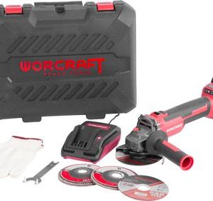 Brúska Worcraft CAG-S20LiBH ShareSYS, 115 mm, uhlová, SET v kufri, s batériou a nabíjačkou, 20V, 1x Li-ion, bezuhlíková