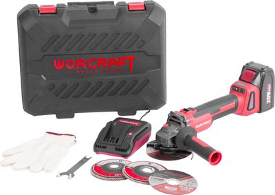Brúska Worcraft CAG-S20LiBH ShareSYS, 115 mm, uhlová, SET v kufri, s batériou a nabíjačkou, 20V, 1x Li-ion, bezuhlíková