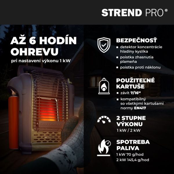 Ohrievač Strend Pro AD037, na kartuš so závitom, kempingový, prenosný, piezo – Obrázok 5