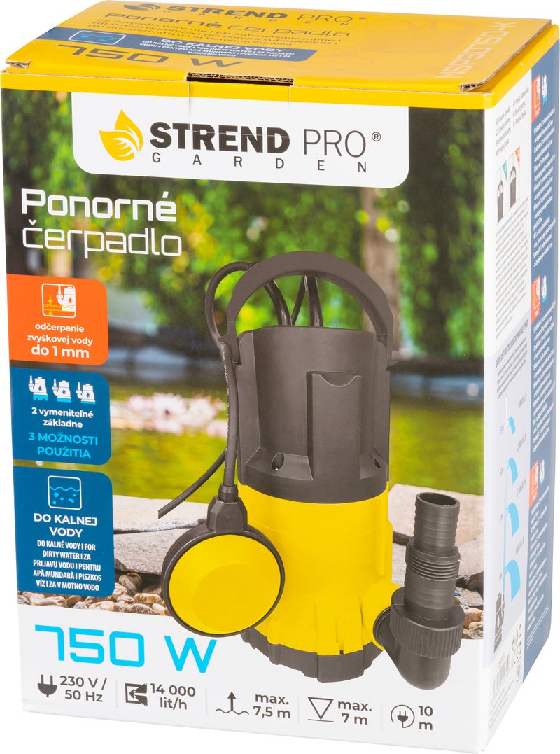 Čerpadlo Strend Pro Garden NSP3D750-K, kalové, ponorné, 750W, 2 v 1, 14000 l/h, 10 m kábel, do 1 mm – Obrázok 2