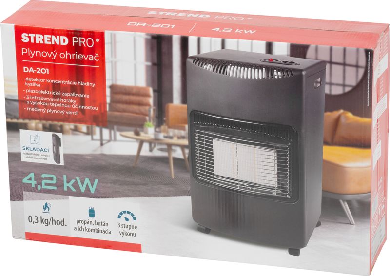 Ohrievač Strend Pro DA-201F 4,2kW, plynový, skladací, bez hadice a regulátora plynu – Obrázok 2