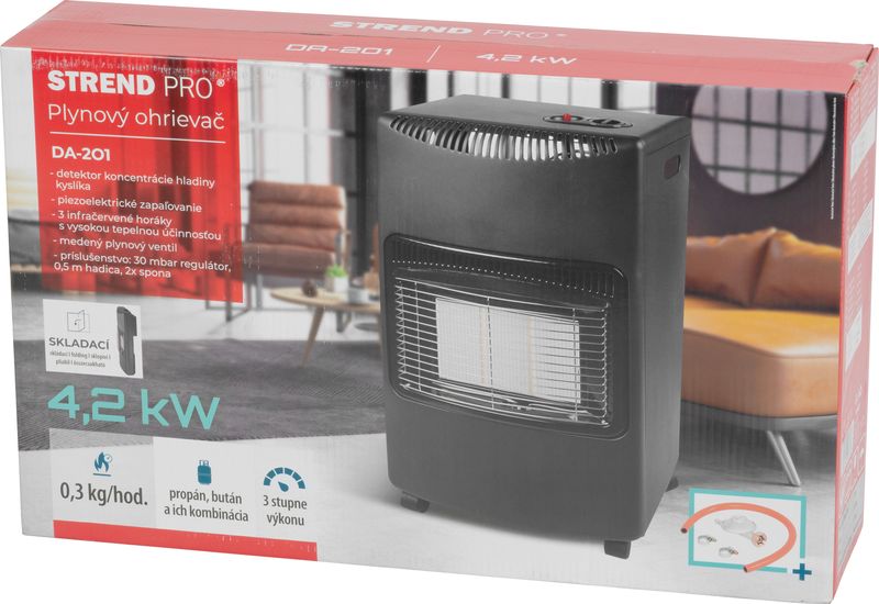 Ohrievač Strend Pro DA-201F 4,2kW, + plynová hadica a regulátor plynu, plynový, skladací – Obrázok 2