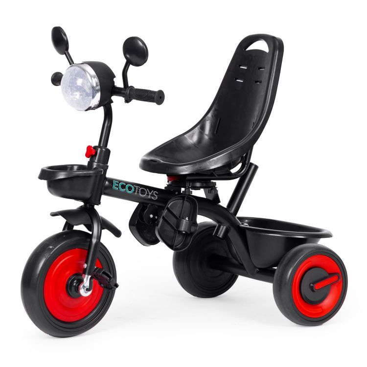 Detská trojkolka, kočík, 3 v 1, otočné sedadlo, červená strieška, ECOTOYS – Obrázok 5