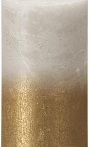 Sviečka Bolsius Rustic, valcová, Vianoce, Sunset Sandy Grey+ Gold, 130/68 mm