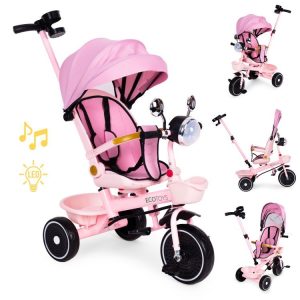 Detská trojkolka, kočík, otočné sedadlo, športový kočík, ružová ECOTOYS