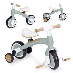 Odrážadlo s pedálmi - tréningový bicykel s bočnými kolieskami 3 v 1 zelený ECOTOYS