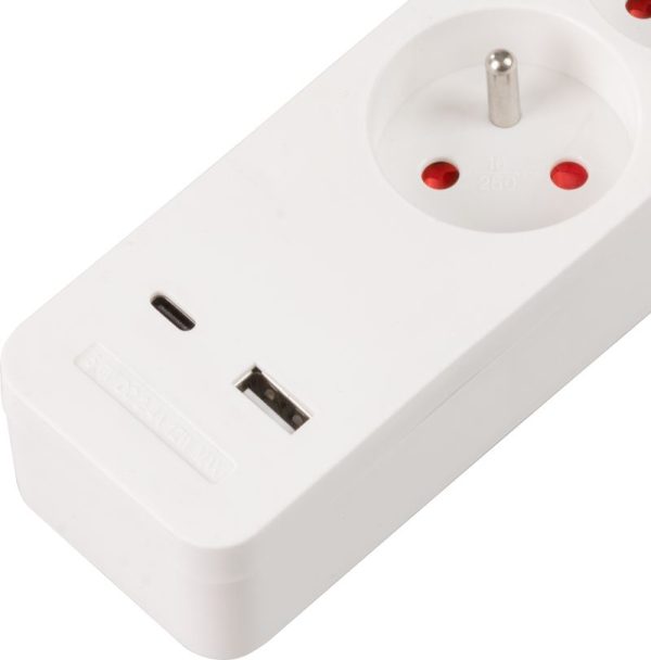 Kábel Strend Pro LG-FB603K, L-1.4 m, predlžovací, 3x zásuvka + vypínač, USB – Obrázok 2