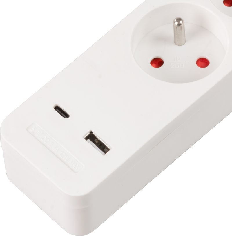 Kábel Strend Pro LG-FB603K, L-1.4 m, predlžovací, 3x zásuvka + vypínač, USB – Obrázok 2