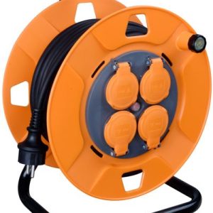 Kábel Strend Pro CR038, predlžovací, L-50 m, 4x zásuvka, IP44, čierna guma, na bubne