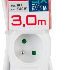Kábel DG-F803B L-3 m, predlžovací, biely, 3x zásuvka, new edition