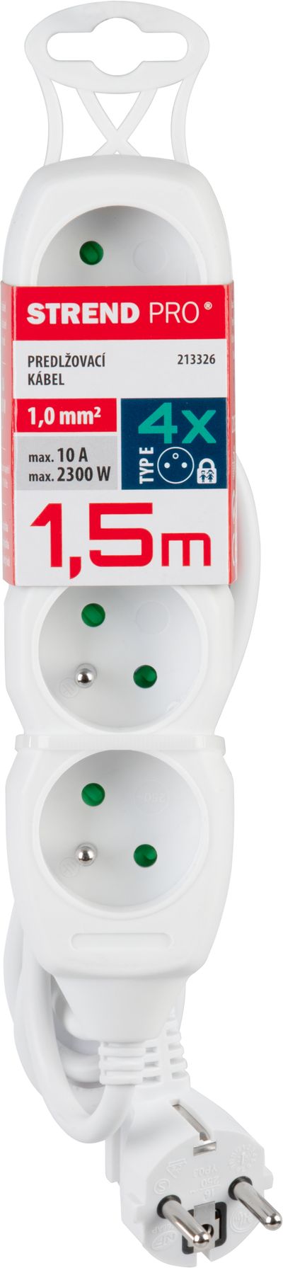 Kábel DG-F803B L-1.5 m, predlžovací, biely, 3x zásuvka, new edition