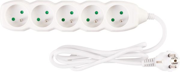 Kábel DG-F805B L-1.5 m, predlžovací, biely, 5x zásuvka, new edition – Obrázok 2