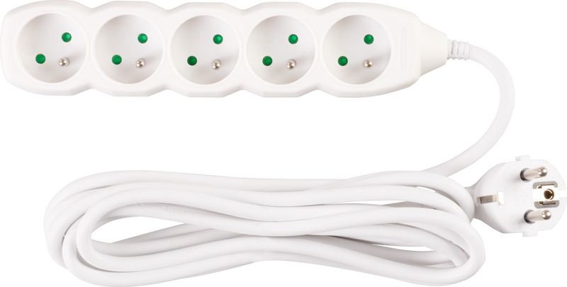 Kábel DG-F805B L-3 m, predlžovací, biely, 5x zásuvka, new edition – Obrázok 2