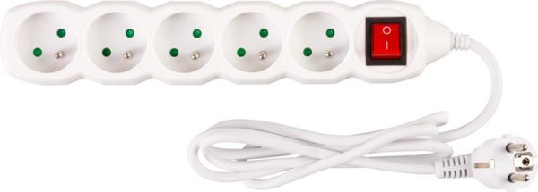 Kábel DG-F805BK L-1.5 m, predlžovací, biely, 5x zásuvka + vypínač, new edition – Obrázok 2