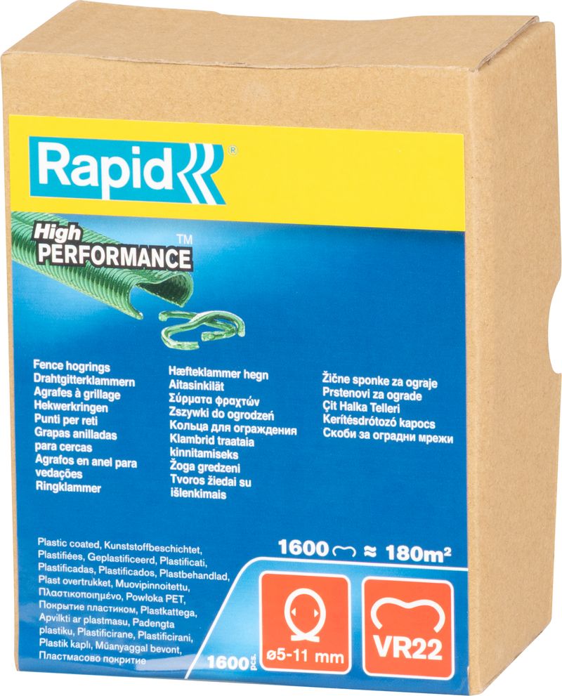Spony RAPID VR16, PVC zelené, sponky pre viazacie kliešte RAPID FP216 a FP20, pre drôt 2-8 mm, bal. 3190 ks – Obrázok 2