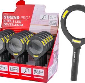 Lupa so svetlom Strend Pro 113x242x22 mm, 2xAA, LED 100 lm, 3x LED osvetlenie, na čítanie, Sellbox 15 ks